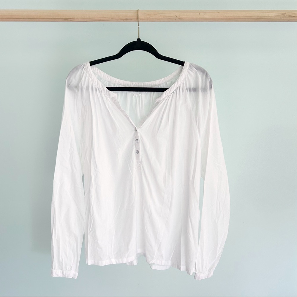 Velvet by Graham and Spencer White Long Sleeve 100% Cotton Blouse - Large